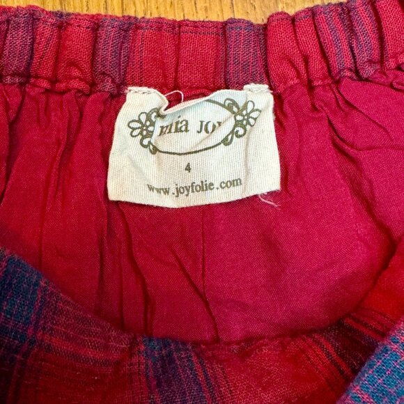 MIA JOY Red Plaid Skirt Girls 4 4T Joyfolie Boho Girl Asymmetric Ruffle Hem Blue - Picture 5 of 5